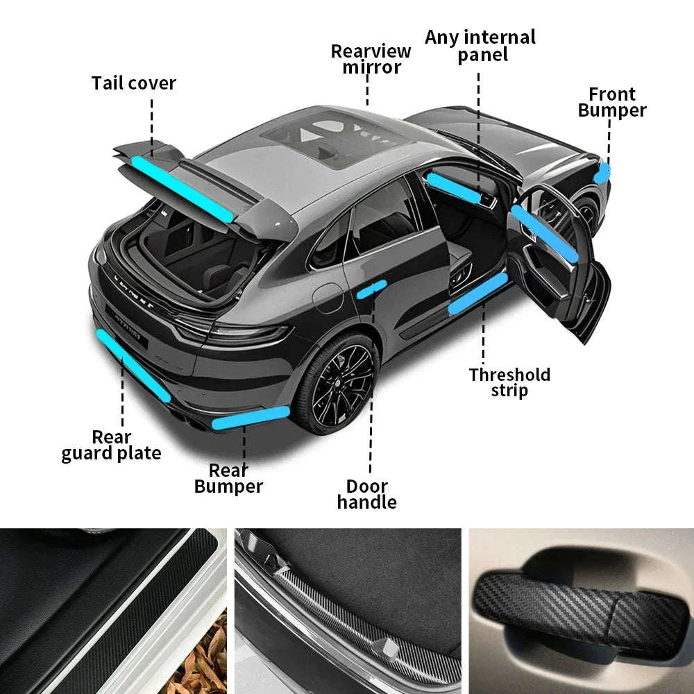 3D Carbon Fiber Car Sticker Vinyl Wrap Film-10cmx10m / Glossy Black