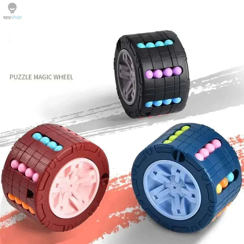 3D Cylinder Cube Puzzle Toy for Creative Brain Challenges-Brown