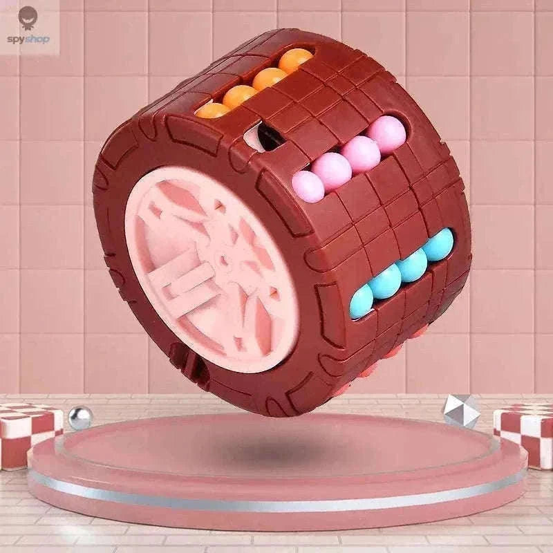 3D Cylinder Cube Puzzle Toy for Creative Brain Challenges-Brown