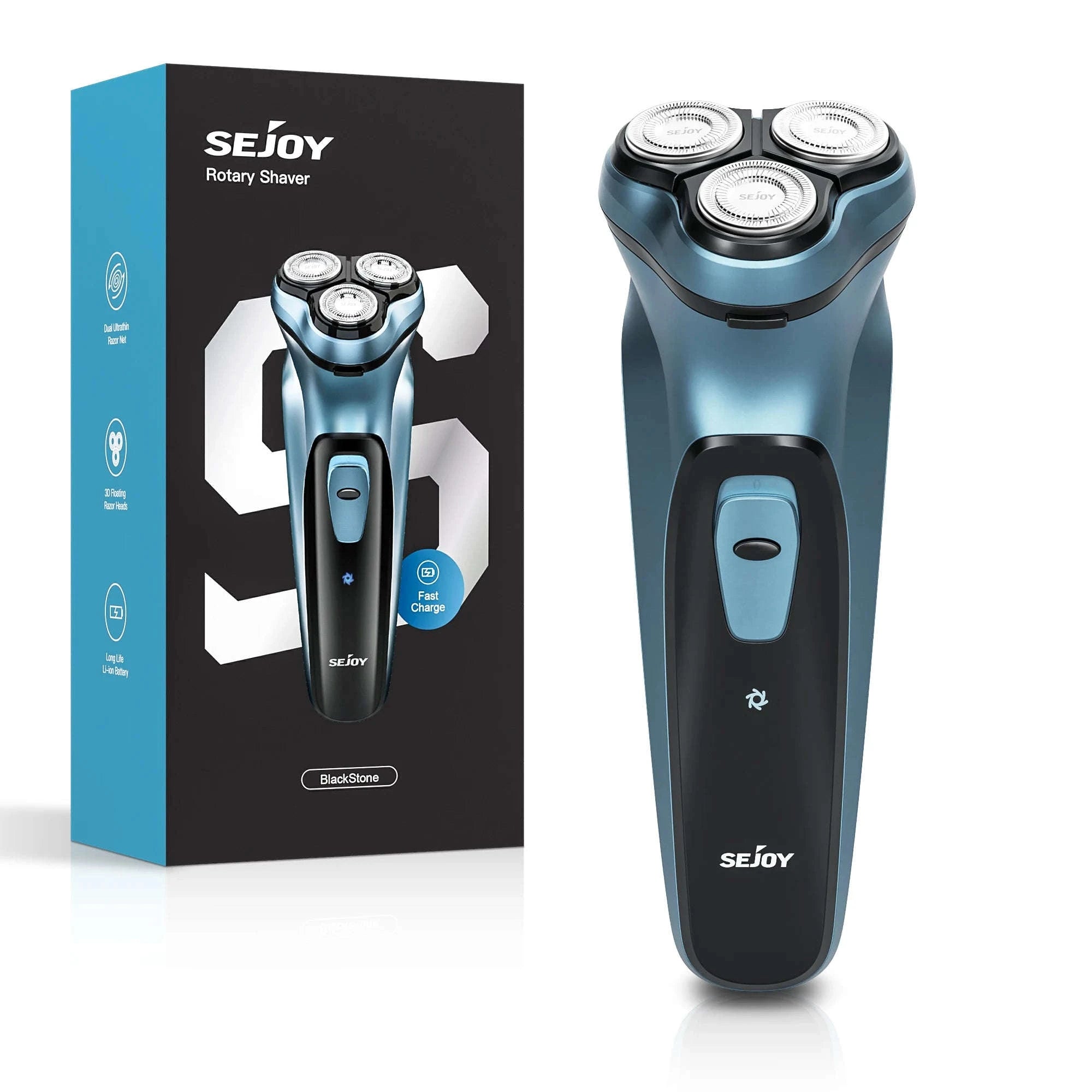 3D Floating Electric Shaver for Men with Trimmer, Rechargeable-Blue / United States