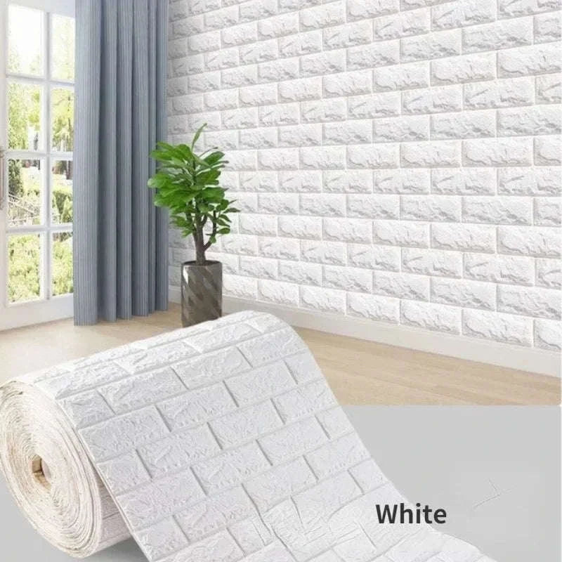 3D Foam Brick Wallpaper Roll – DIY Self-Adhesive Wall Covering-brick red / 70cmx200cm