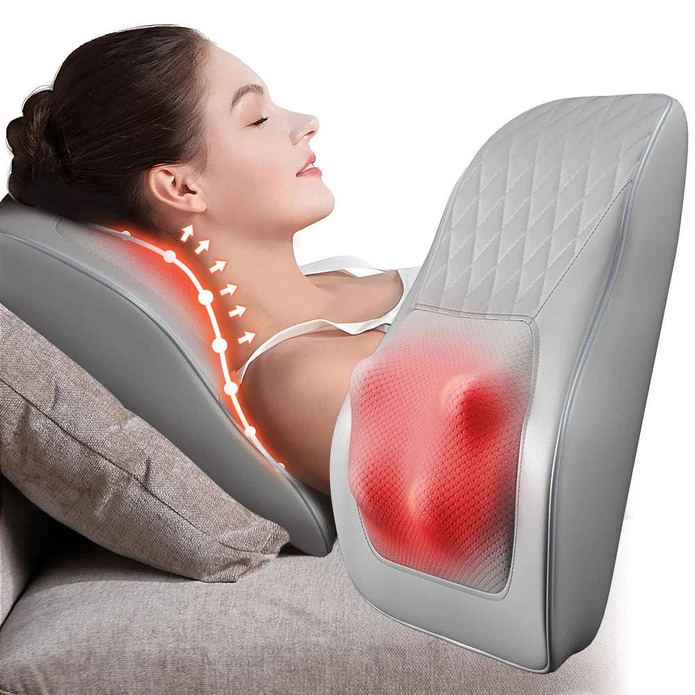 3D Kneading Back & Neck Massager Pillow for Deep Muscle Relief-Grey / US Plug / United States