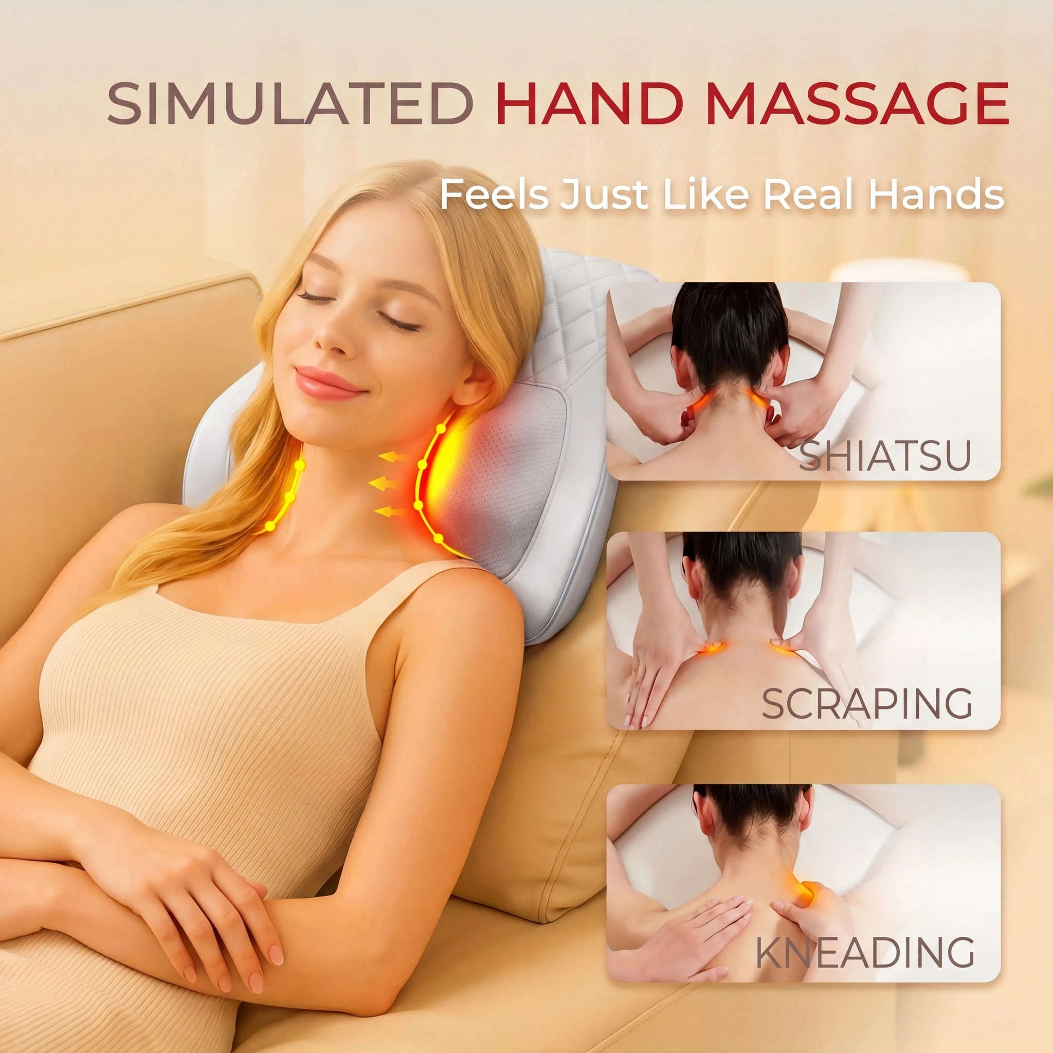 3D Kneading Back & Neck Massager Pillow for Deep Muscle Relief-Grey / US Plug / United States