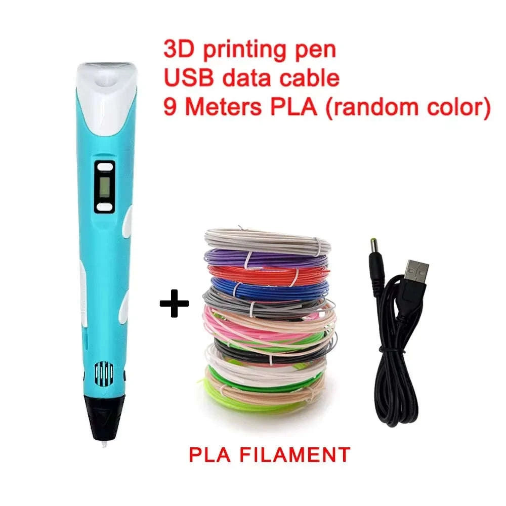 3D Printing Pen Kit-blue 9M PLA bag / 9 Meter / PLA Filagment