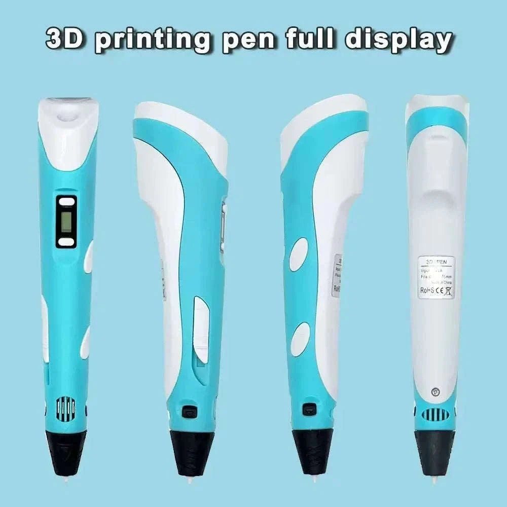 3D Printing Pen Kit with USB Rechargeable Design and PLA Filament-blue 9M PLA bag / 9 Meter / PLA Filagment