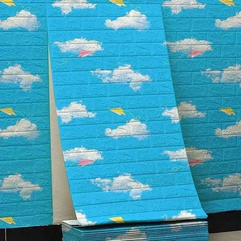 3D Self-Adhesive Brick Wallpaper Roll, Waterproof Foam Wall Sticker-Light yellow brick / 70CMX10M