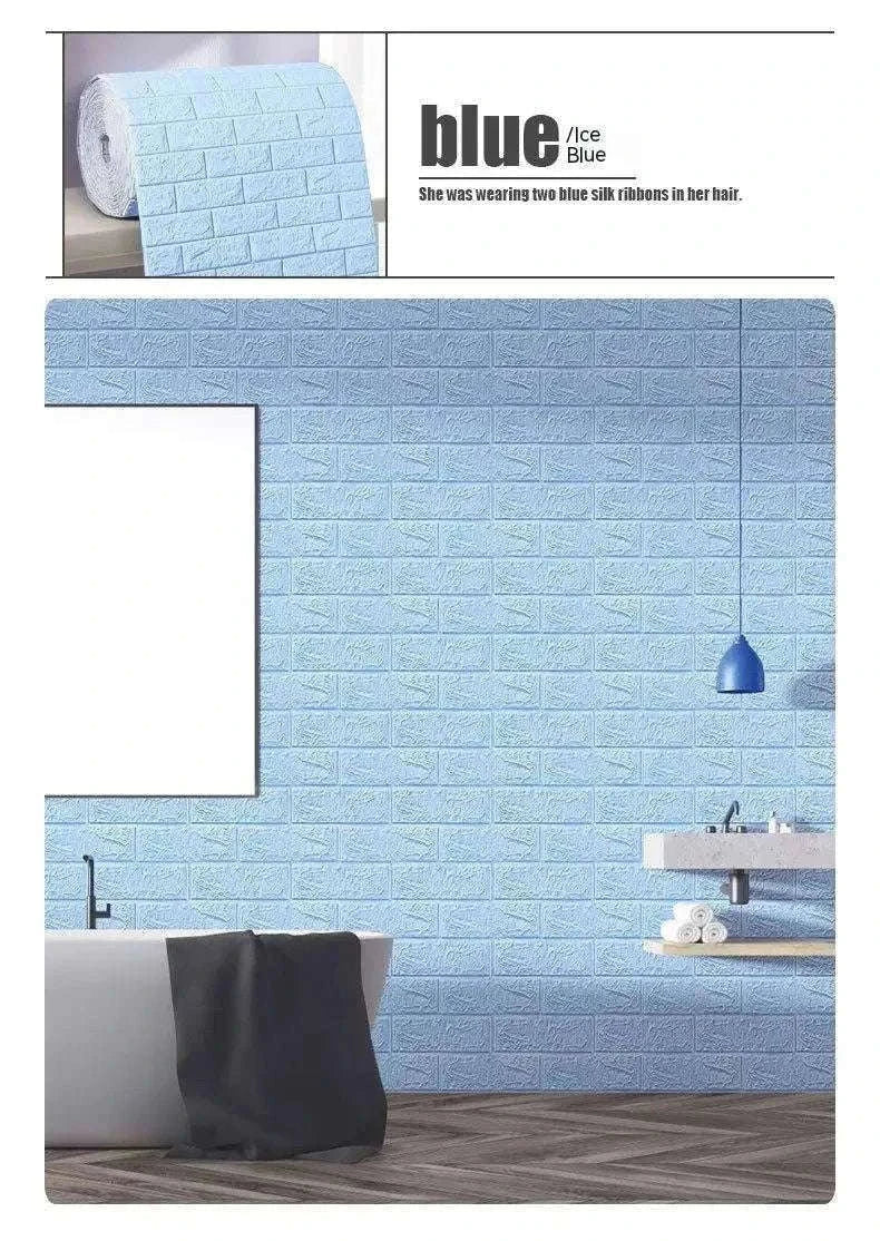 3D Self-Adhesive Brick Wallpaper Roll, Waterproof Foam Wall Sticker-Light yellow brick / 70CMX10M