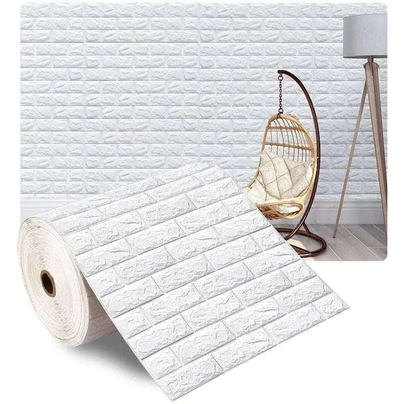 3D Self-Adhesive Brick Wallpaper Roll, Waterproof Foam Wall Sticker-Light yellow brick / 70CMX10M