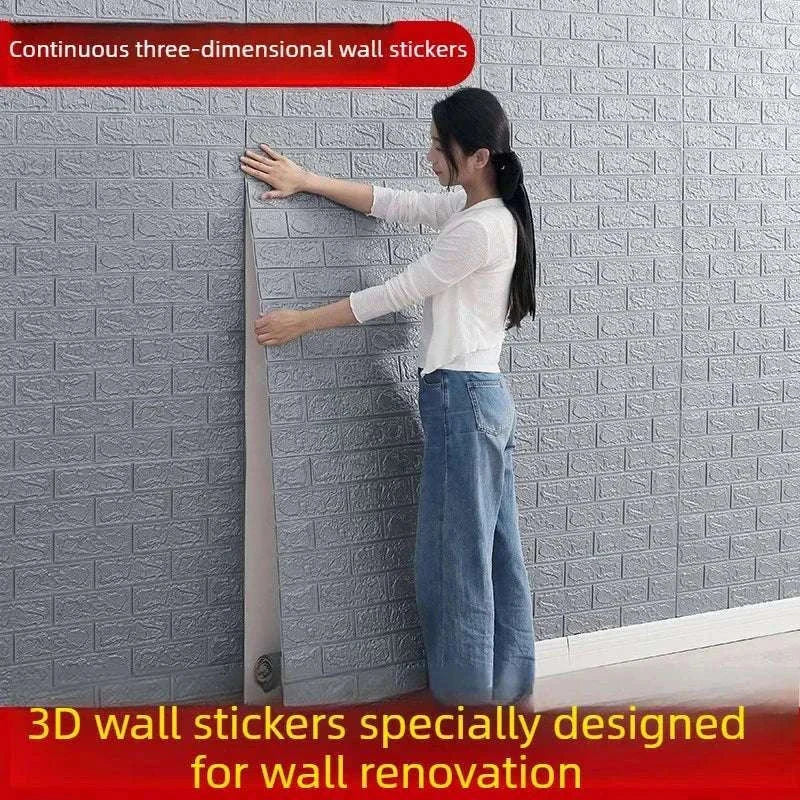 3D Self-Adhesive Brick Wallpaper Roll, Waterproof Foam Wall Sticker-Light yellow brick / 70CMX10M