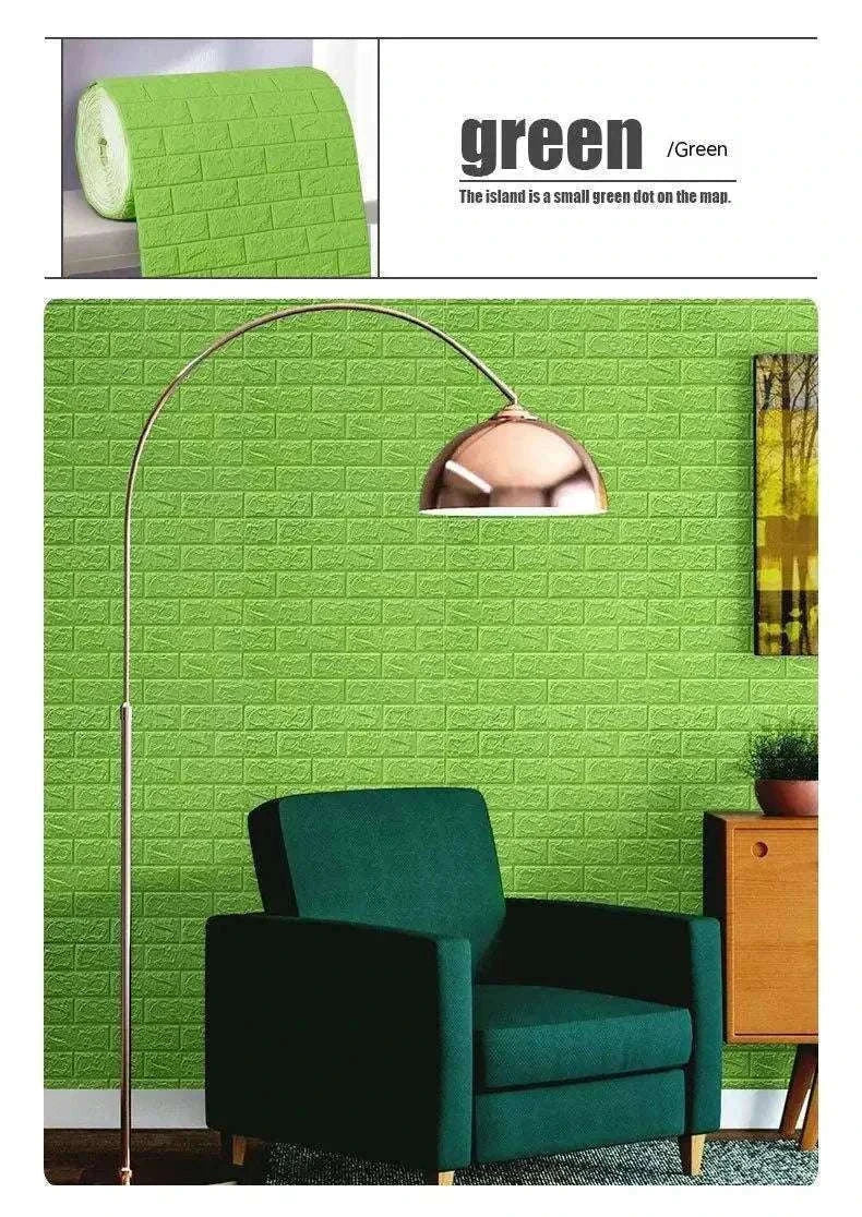 3D Self-Adhesive Brick Wallpaper Roll, Waterproof Foam Wall Sticker-Light yellow brick / 70CMX10M