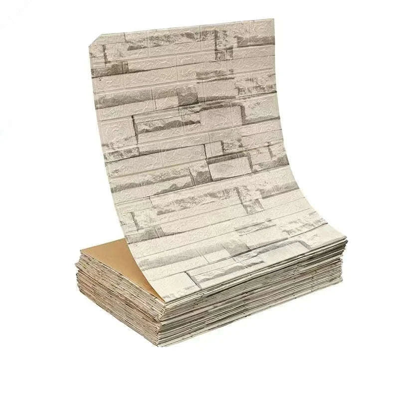 3D Self-Adhesive Brick Wallpaper Roll – Waterproof Home Wall Stickers-Light yellow brick / 70CMX10M