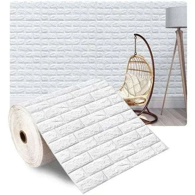 3D Self-Adhesive Brick Wallpaper Roll – Waterproof Home Wall Stickers-Light yellow brick / 70CMX10M