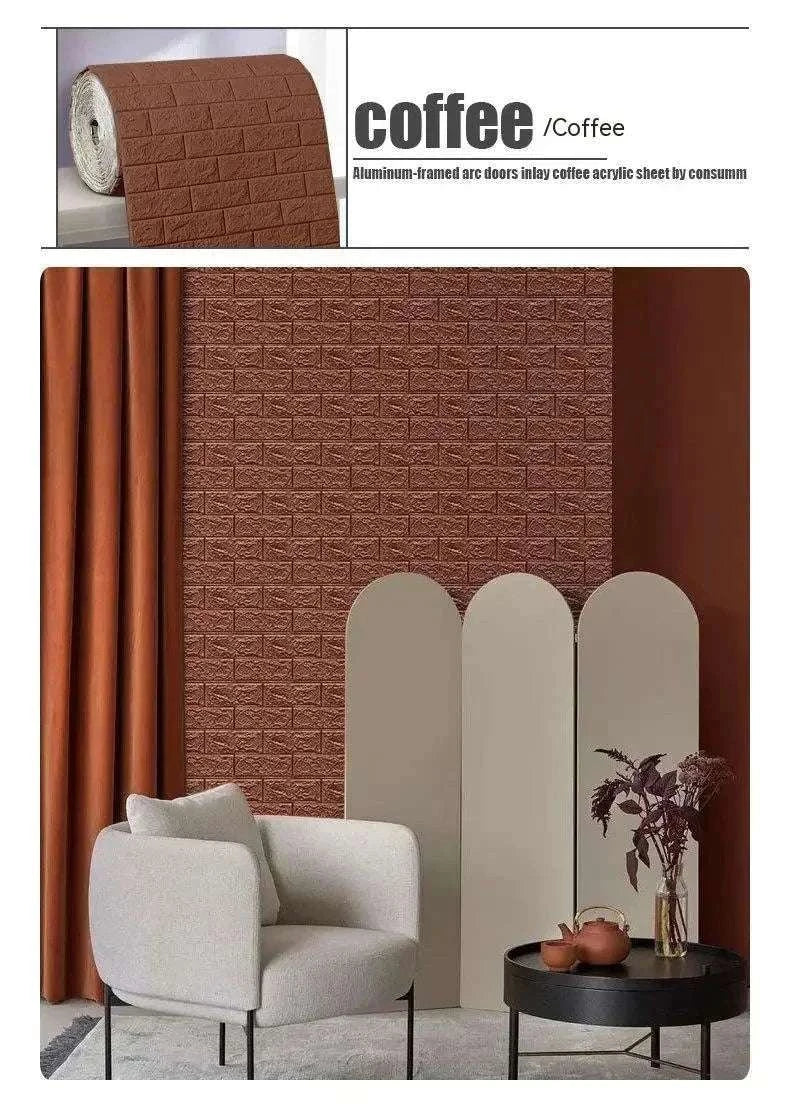 3D Self-Adhesive Brick Wallpaper Roll – Waterproof Home Wall Stickers-Light yellow brick / 70CMX10M