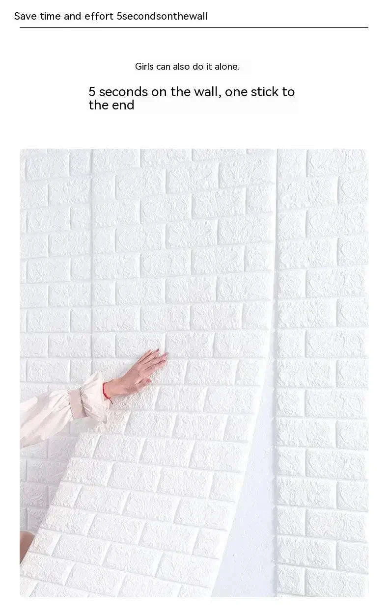 3D Self-Adhesive Brick Wallpaper Roll – Waterproof Home Wall Stickers-Light yellow brick / 70CMX10M