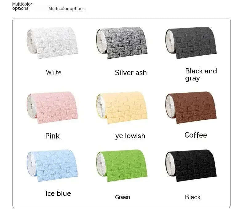 3D Self-Adhesive Brick Wallpaper Roll – Waterproof Home Wall Stickers-Light yellow brick / 70CMX10M