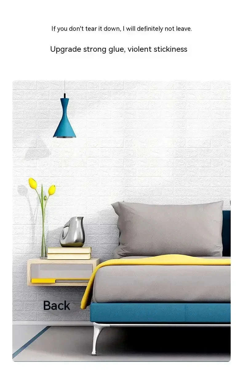 3D Self-Adhesive Brick Wallpaper Roll – Waterproof Home Wall Stickers-Light yellow brick / 70CMX10M
