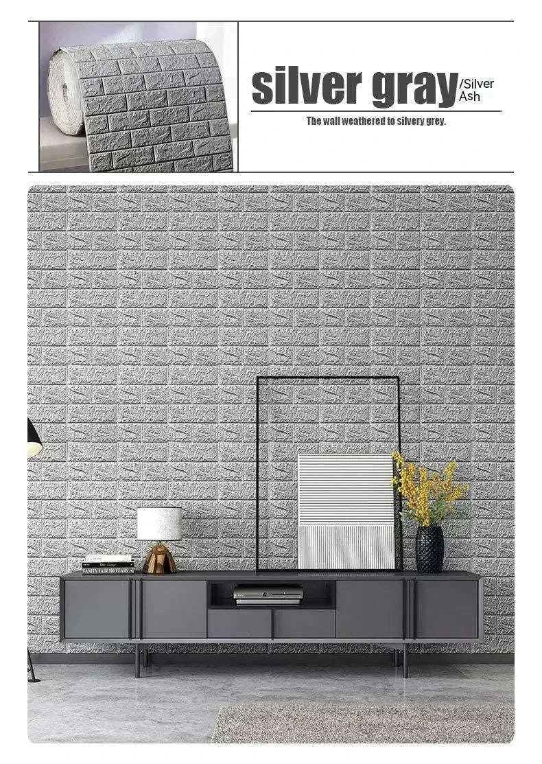 3D Self-Adhesive Brick Wallpaper Roll – Waterproof Home Wall Stickers-Light yellow brick / 70CMX10M