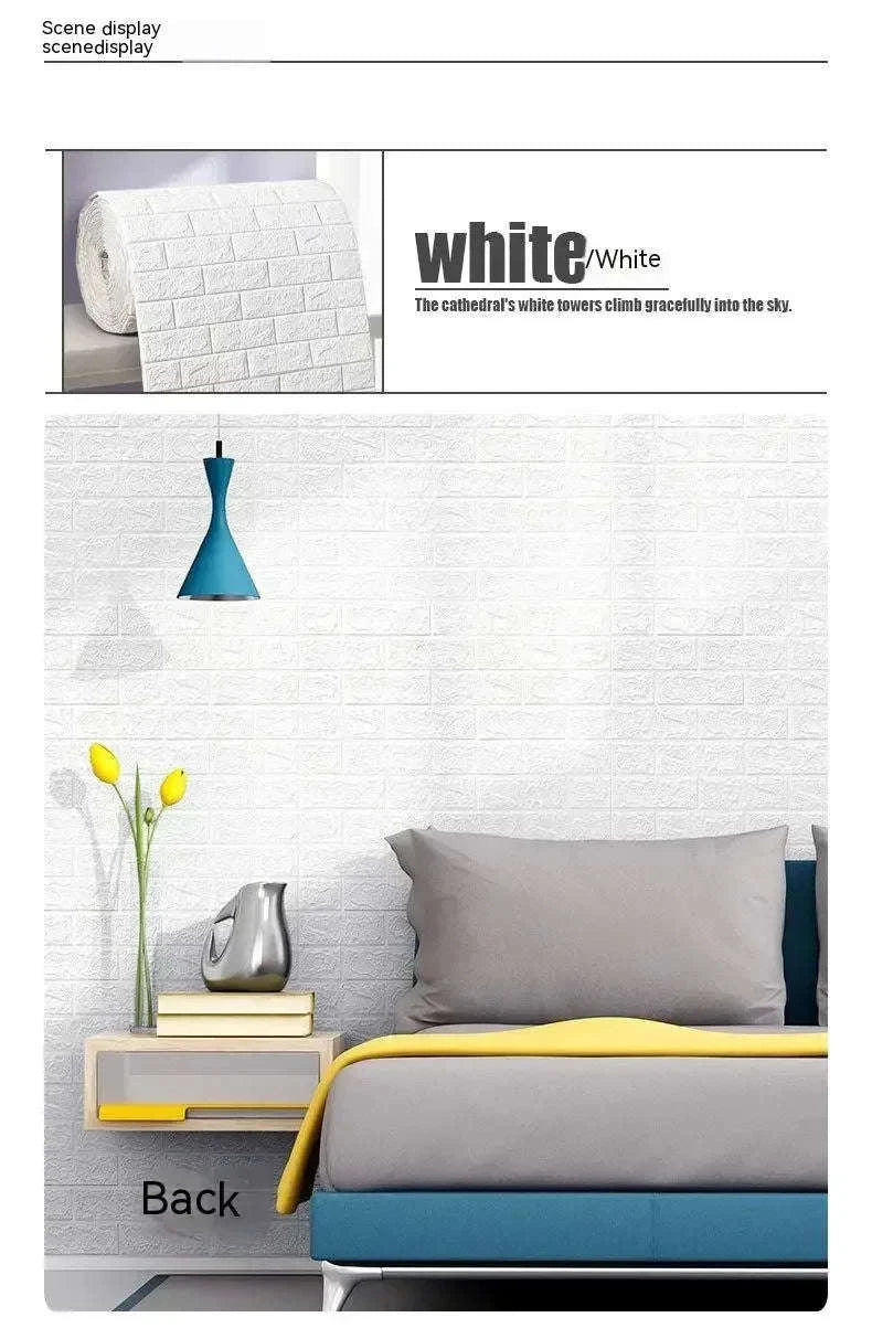 3D Self-Adhesive Brick Wallpaper Roll – Waterproof Home Wall Stickers-Light yellow brick / 70CMX10M