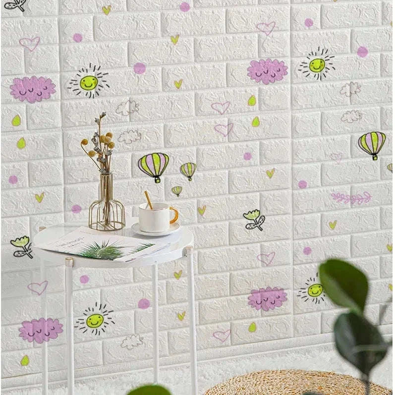 3D Self-Adhesive Brick Wallpaper Roll – Waterproof Home Wall Stickers-Light yellow brick / 70CMX10M