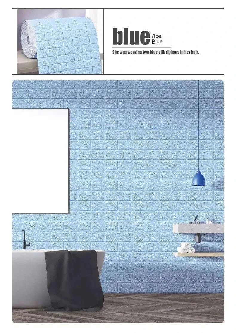 3D Self-Adhesive Brick Wallpaper Roll – Waterproof Home Wall Stickers-Light yellow brick / 70CMX10M
