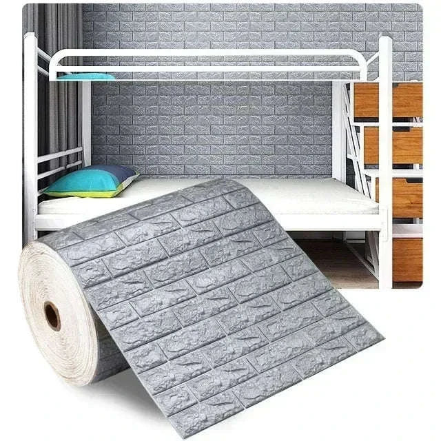3D Self-Adhesive Brick Wallpaper Roll – Waterproof Home Wall Stickers-Light yellow brick / 70CMX10M
