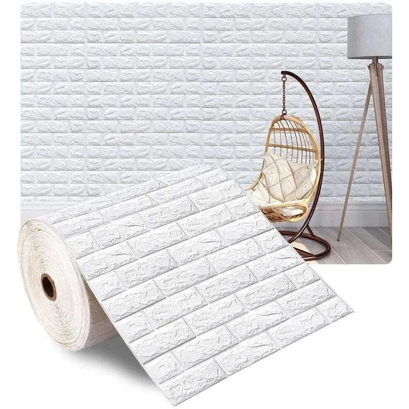 3D Self-Adhesive Brick Wallpaper Roll – Waterproof Home Wall Stickers-Light yellow brick / 70CMX10M