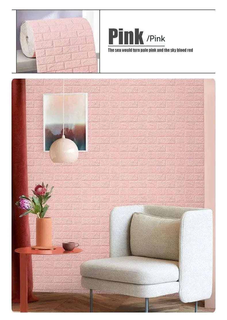 3D Self-Adhesive Brick Wallpaper Roll – Waterproof Home Wall Stickers-Light yellow brick / 70CMX10M