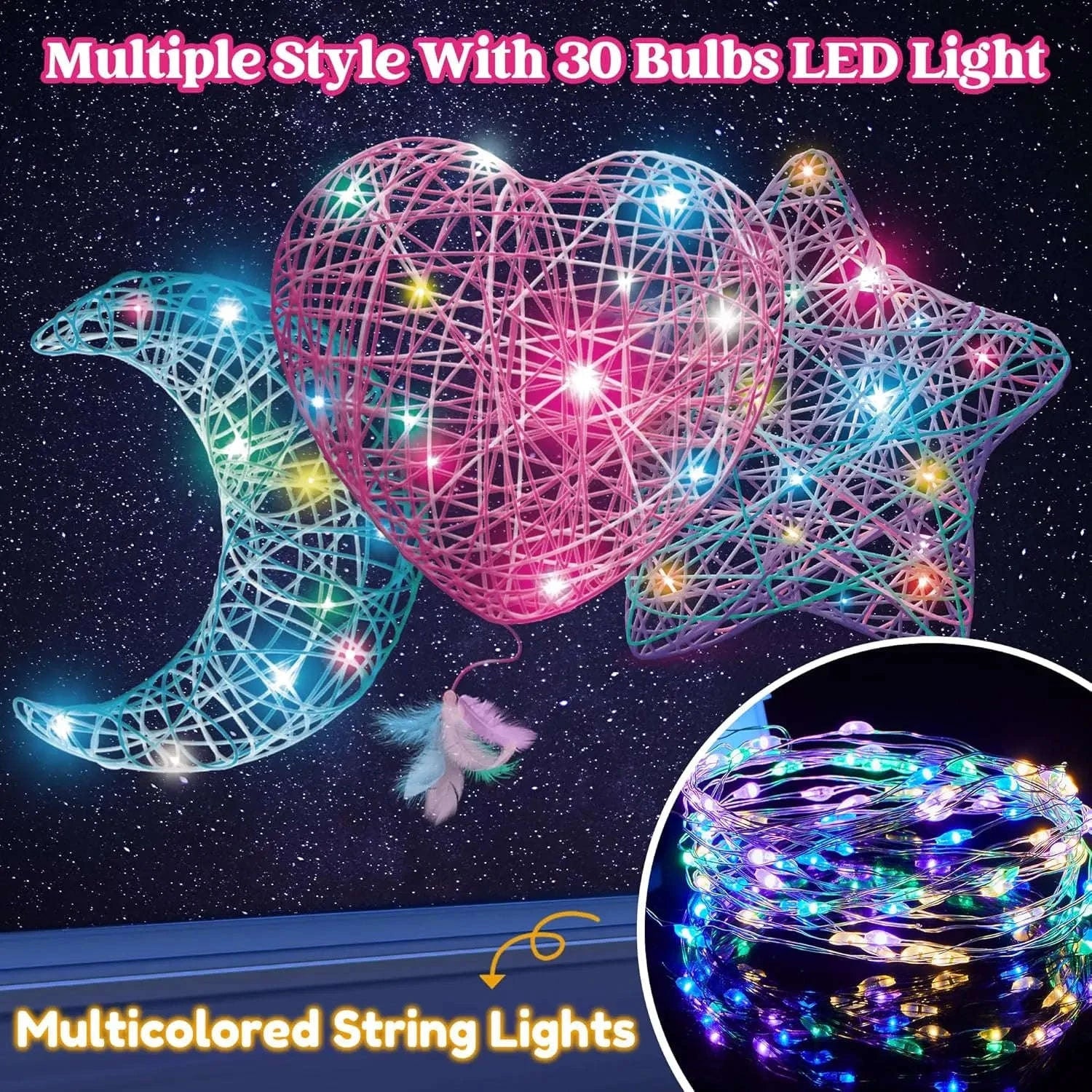 3D String Art Kit with LED Lights for Kids Creative Craft Set-United States / Art Light Craft