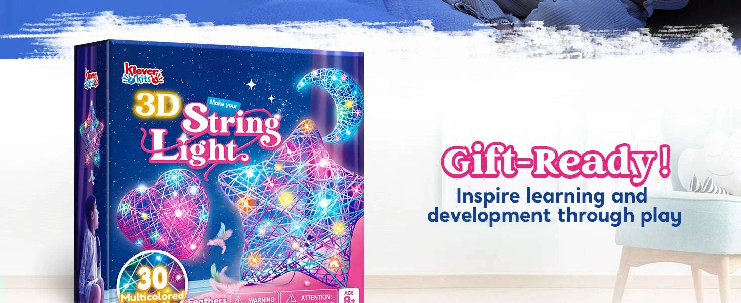 3D String Art Kit with LED Lights for Kids Creative Craft Set-United States / Art Light Craft