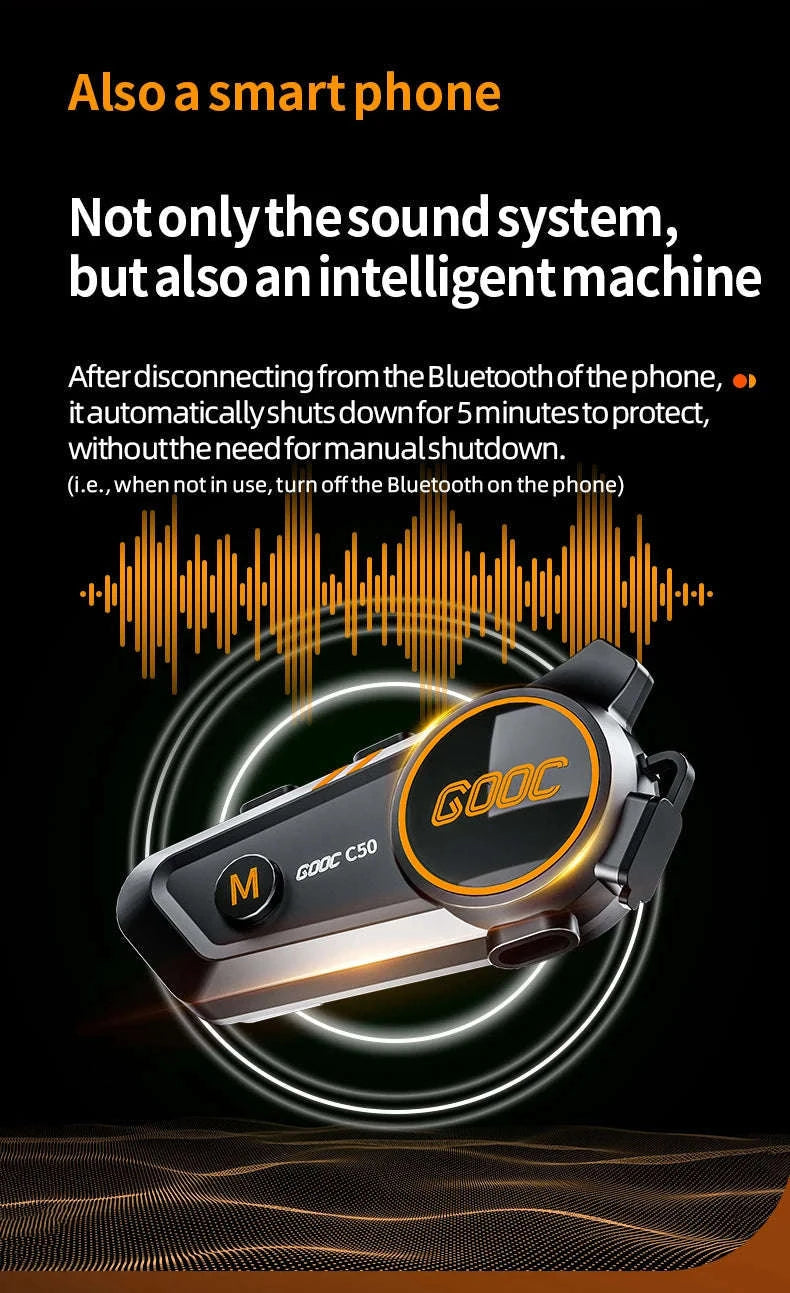 3D Surround Heavy Bass Motorcycle Bluetooth Headset-Soft Tube mic