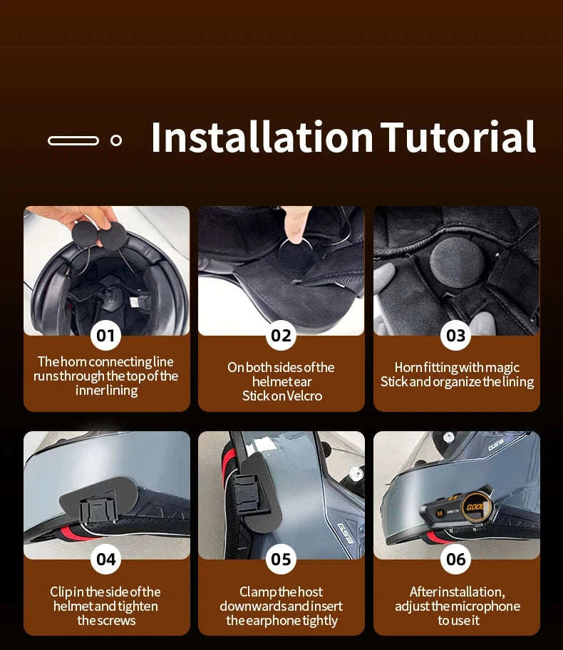 3D Surround Heavy Bass Motorcycle Bluetooth Headset-Soft Tube mic