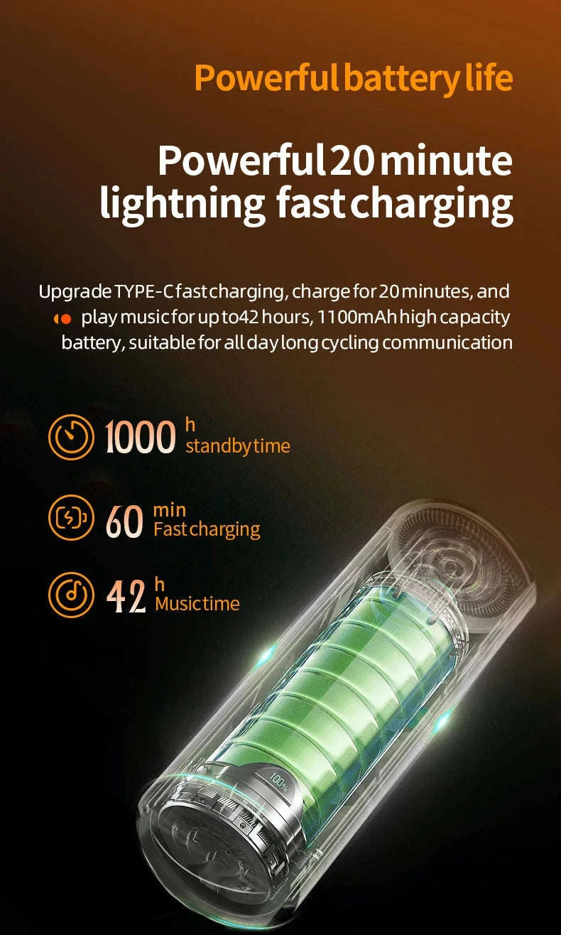 3D Surround Heavy Bass Motorcycle Bluetooth Headset-Soft Tube mic