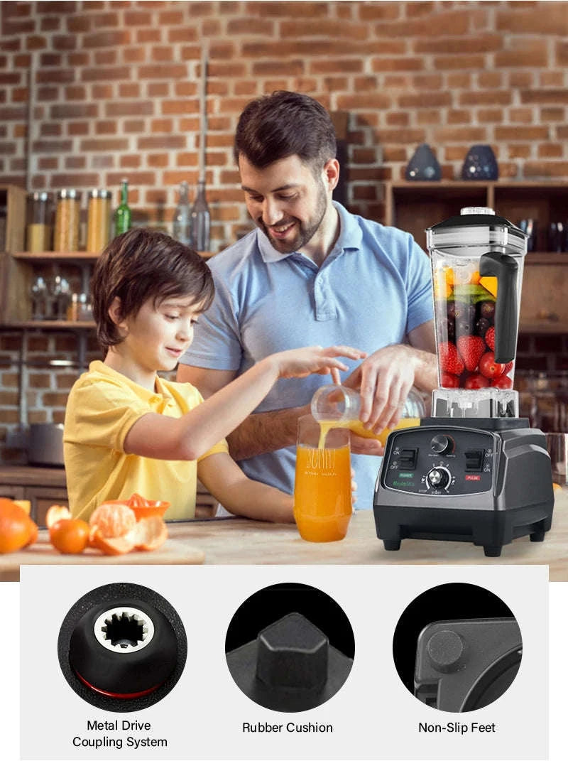 3HP 2200W Commercial Blender with Timer and 2L BPA-Free Jar-With Extra 3 Parts / UK Plug / United Kingdom