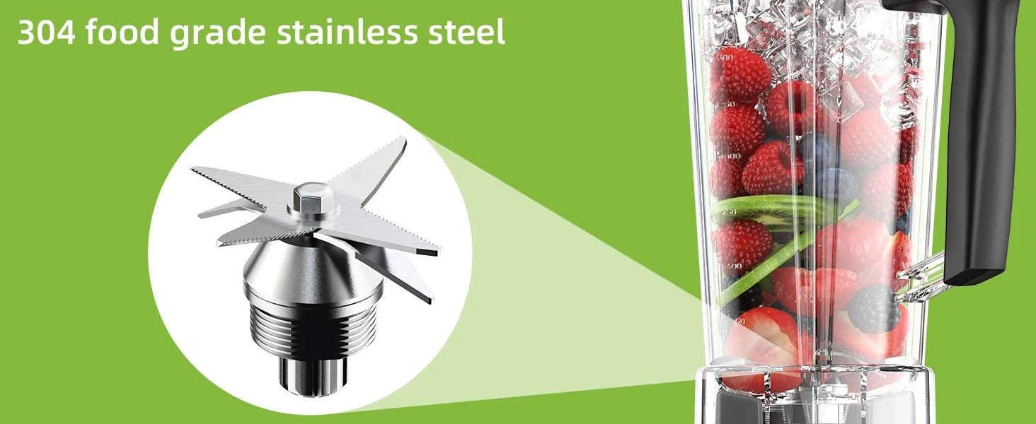 3HP 2200W Commercial Blender with Timer and 2L BPA-Free Jar-With Extra 3 Parts / UK Plug / United Kingdom