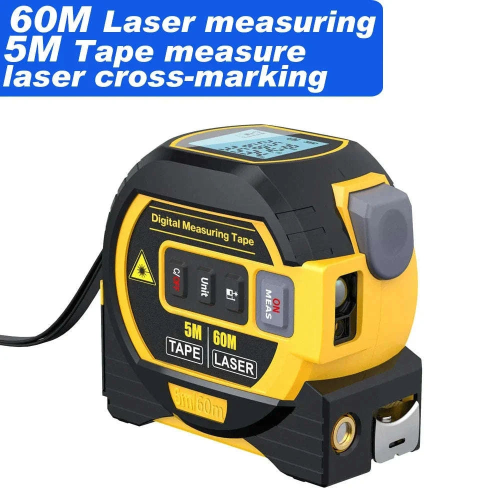 3in1 Laser Rangefinder Distance Meter with Measuring Tape-Type A 60m
