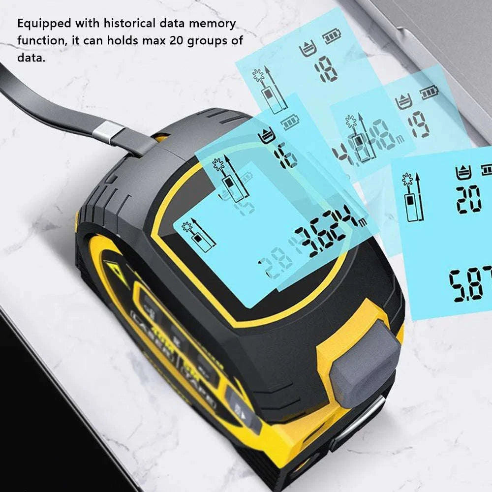 3in1 Laser Rangefinder Distance Meter with Measuring Tape-Type A 60m