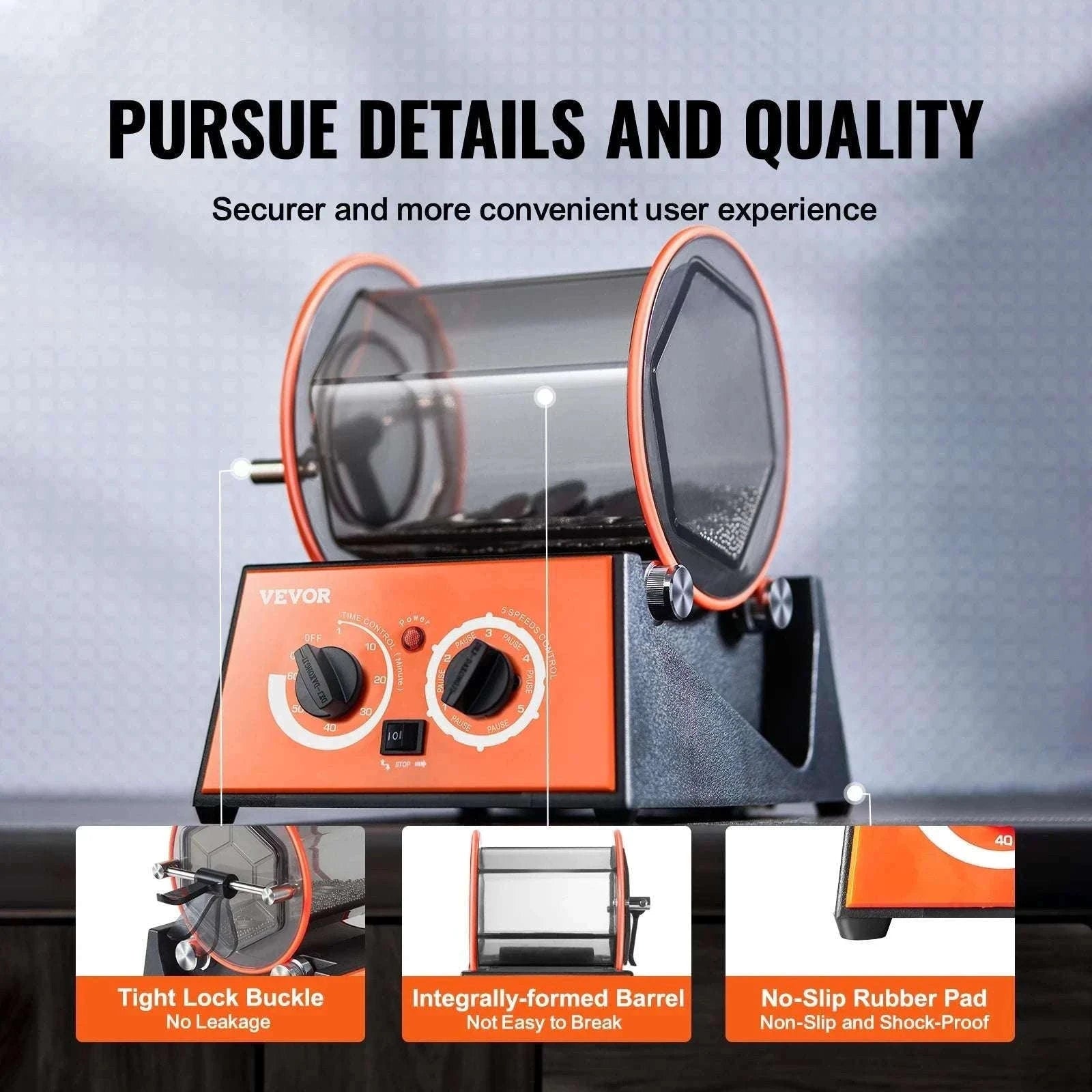 3kg / 5kg Rotary Jewelry Polishing Tumbler Machine with Timer-5Kg Capacity / france