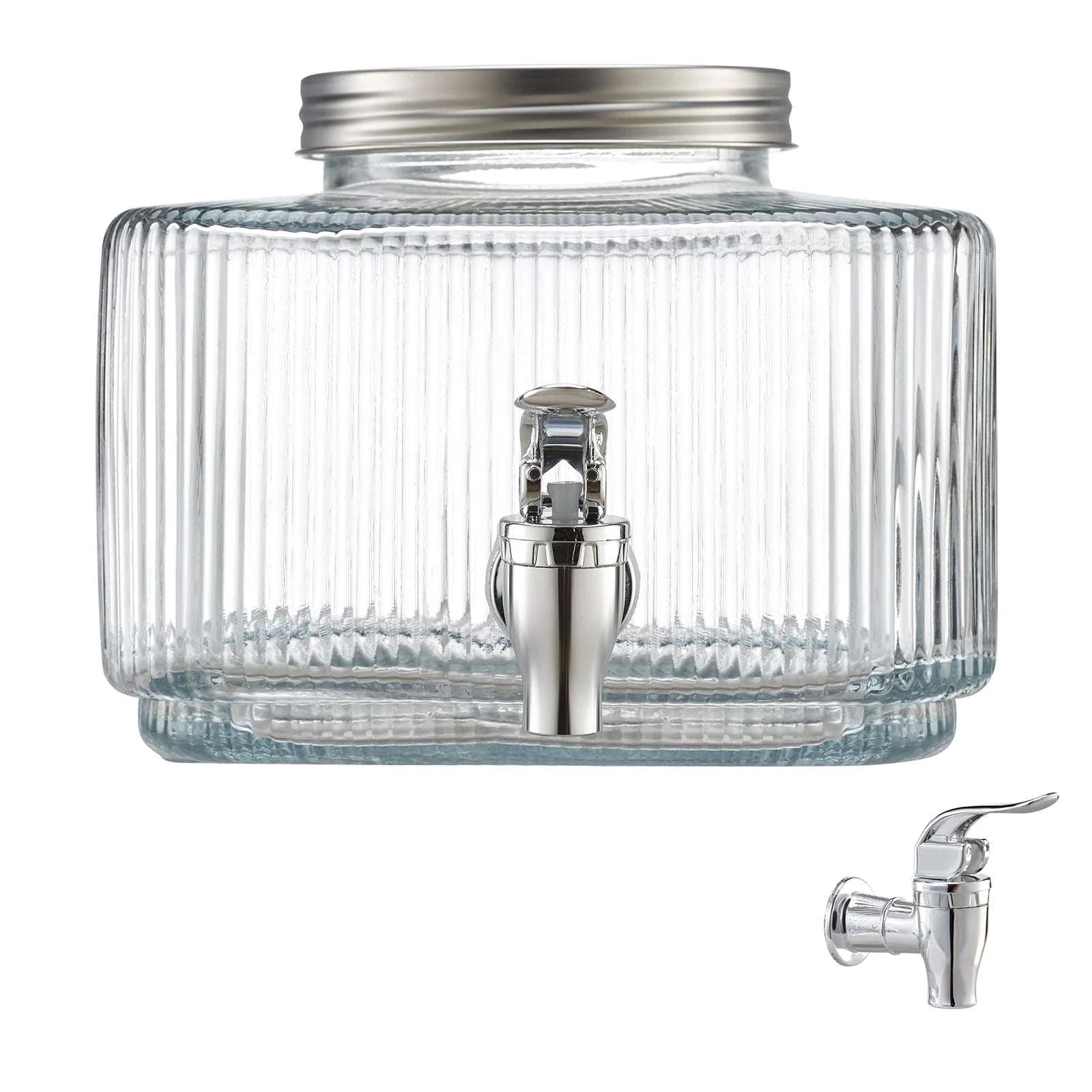 3L Glass Beverage Dispenser with No-Drip Spigot and Lid-1 gal / United States
