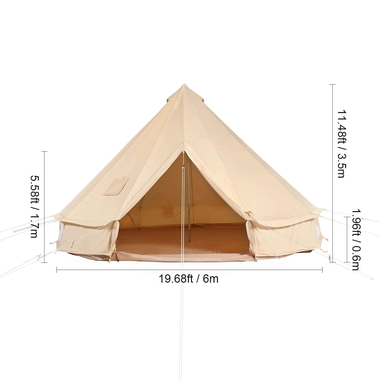 3m Canvas Bell Tent with Stove Jack, Breathable 4-Person-3m / france