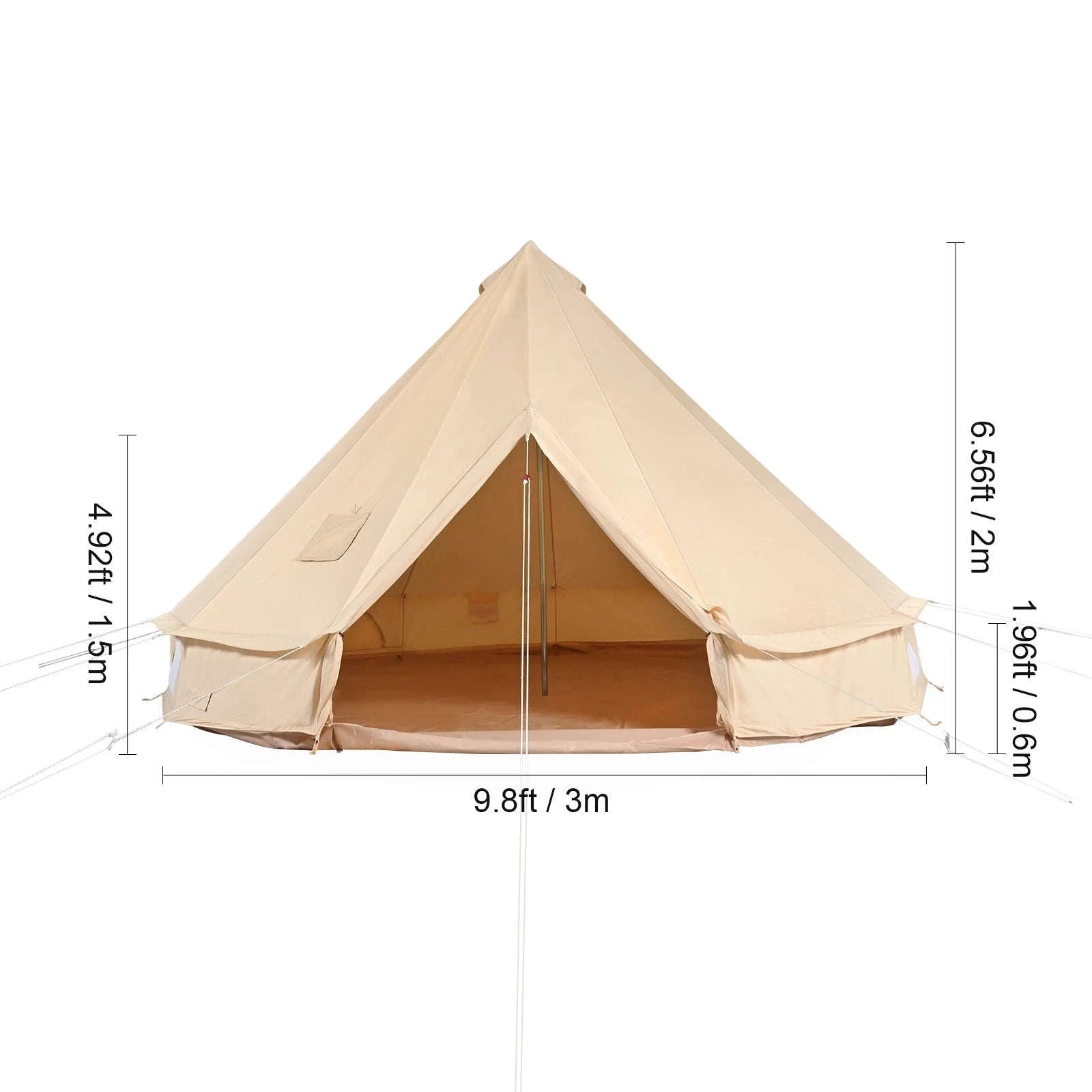 3m Canvas Bell Tent with Stove Jack, Breathable 4-Person-3m / france