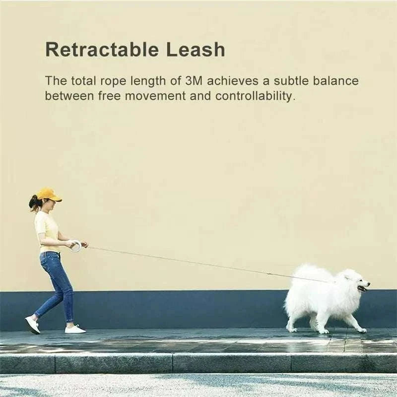 3m Retractable Dog Leash with One-Hand Brake & Anti-Slip Handle-Orange