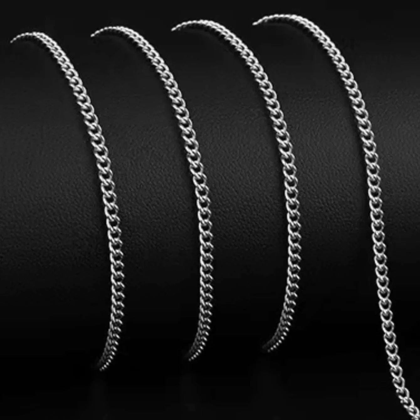3mm Men’s Cuban Chain Necklace – Stainless Titanium Link-Silver / 40cm / 3mm