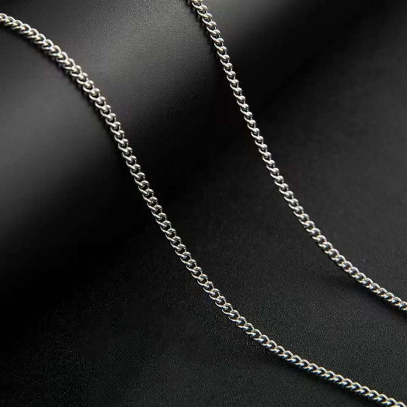 3mm Men’s Cuban Chain Necklace – Stainless Titanium Link-Silver / 40cm / 3mm