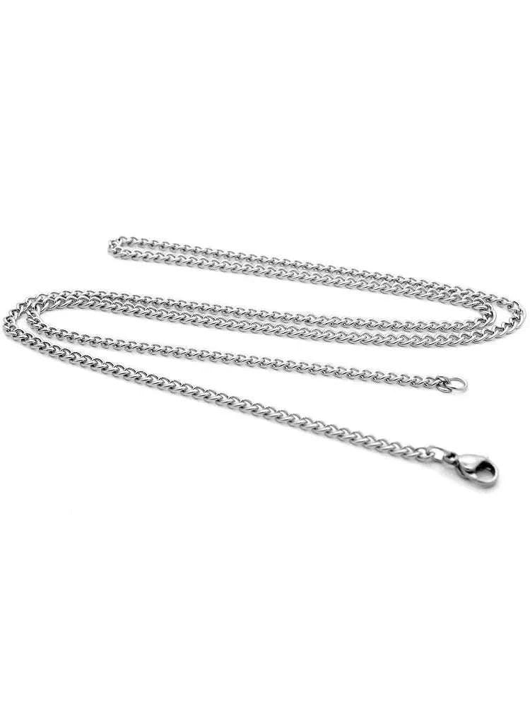 3mm Men’s Cuban Chain Necklace – Stainless Titanium Link-Silver / 40cm / 3mm