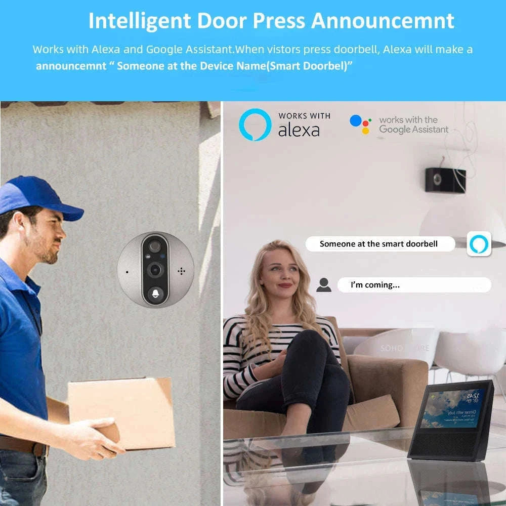3MP Smart WiFi Peephole Camera with 4.3-inch LCD Viewer-Peephole