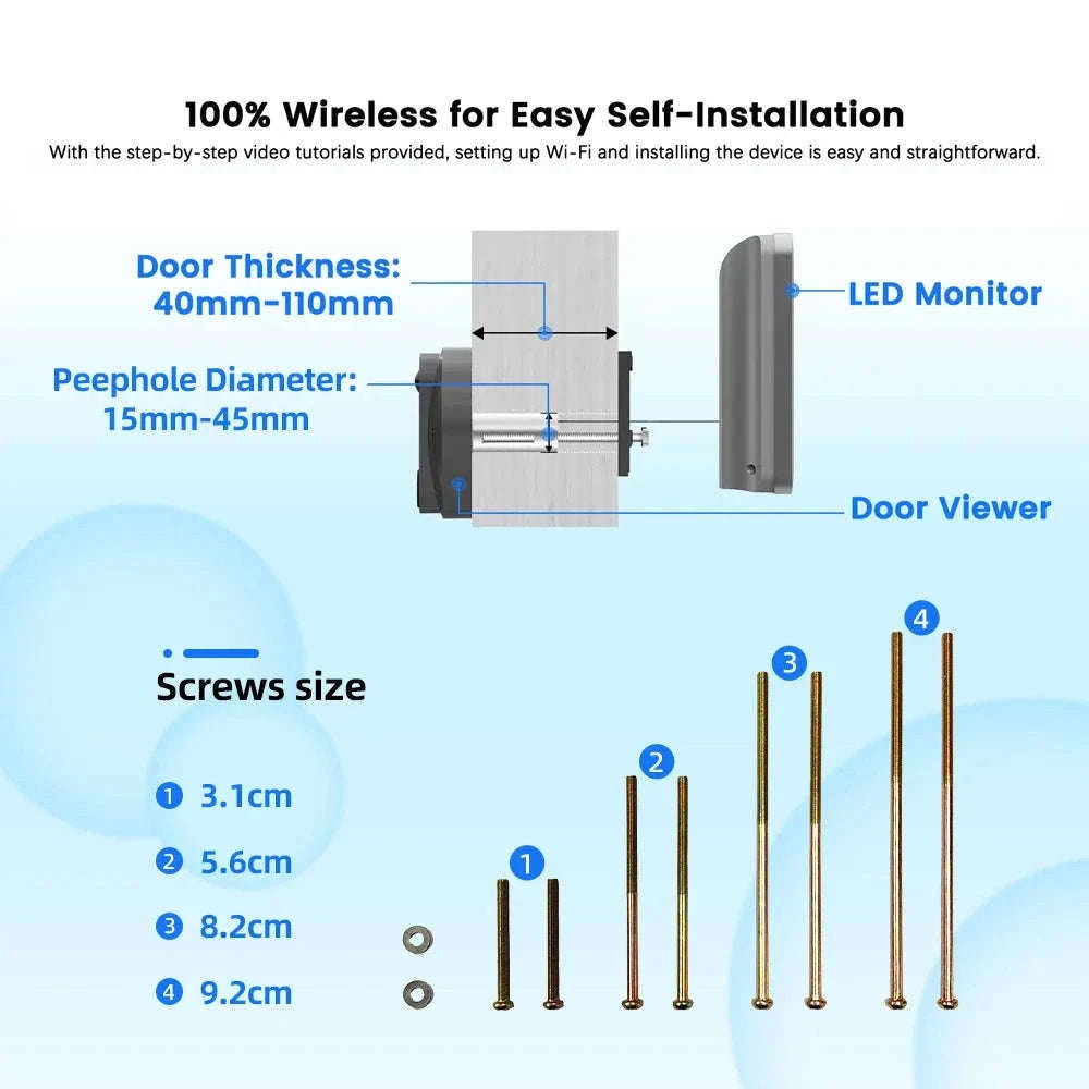 3MP Smart WiFi Peephole Camera with 4.3-inch LCD Viewer-Peephole