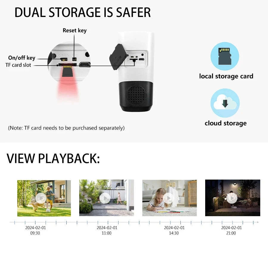 3MP Solar WiFi Security Camera Outdoor with Night Vision & PIR Detection-3MP NO SD Card