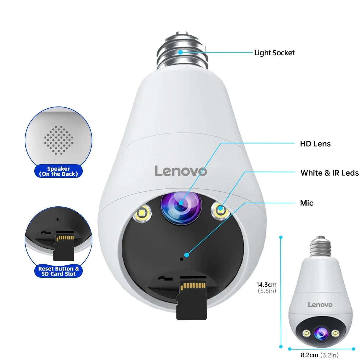 3MP WiFi Bulb Security Camera with 360° View & Night Vision-3MP Bulb Camera