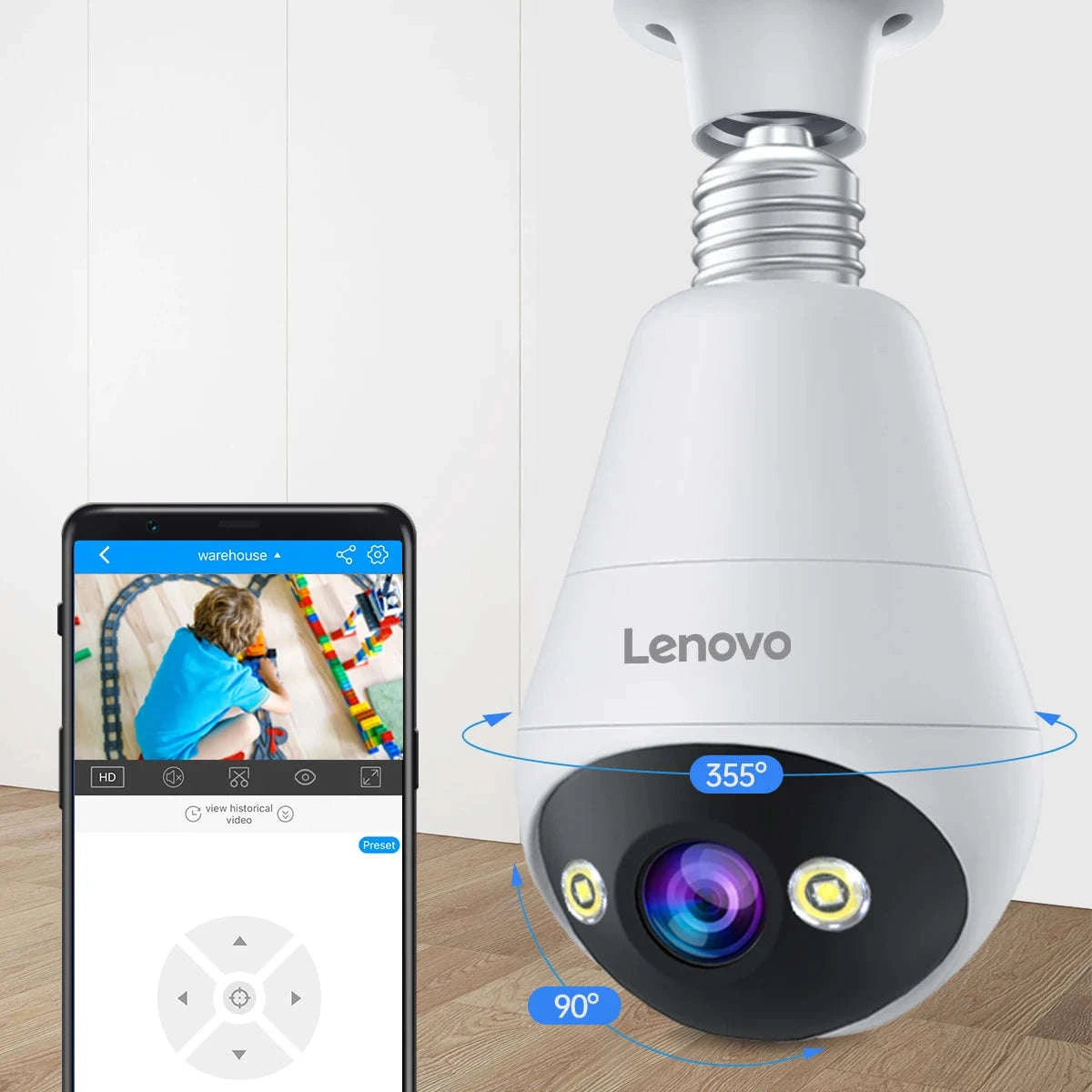 3MP WiFi Bulb Security Camera with 360° View & Night Vision-3MP Bulb Camera