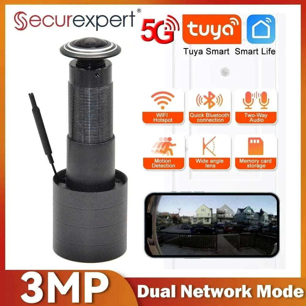 3MP WiFi Door Viewer Camera with Motion Detection & 2-Way Audio-Only Camera